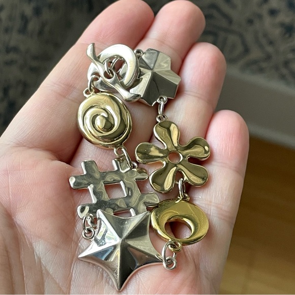 Vintage Robert Lee Morris RLM Studios stamped 925 & brass bracelet toggle clasp - Picture 8 of 10